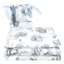 Baby Shop 3 részes babaágynemű - szivárványos elefánt kék babaágynemű, babapléd