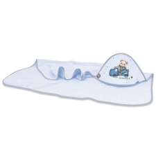 Baby Shop kapucnis fürdőlepedő 100*100 cm - Kék Dinó Autó babatörülköző, kifogó