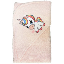 BABYBRUIN Kapucnis frottír fürdőlepedő, kifogó 75x90 cm - Unikornis rózsaszín babatörülköző, kifogó