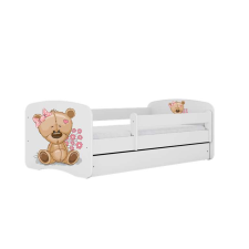  Babydreams ágy, fehér mackó, virágok, fiókkal, latex matrac 140/70 gyermekágy