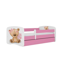 Babydreams ágy, rózsaszín maci, fiókos virágok, latex matrac 180/80 gyermekágy