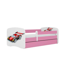 Babydreams ágy, rózsaszín versenyautó, fiók nélkül, latex matrac 180/80 gyermekágy