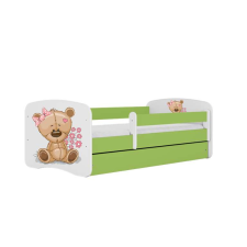  Babydreams ágy, zöld maci, virágok fiókkal, latex matrac 180/80 gyermekágy