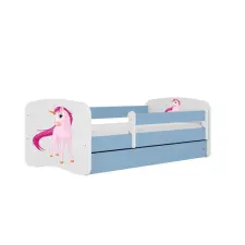 Babydreams Babydreams kék unikornis ágy fiók nélkül, kókusz matrac 140/70 gyermekágy