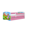 Babydreams Babydreams rózsaszín szafari ágy fiók nélkül, kókusz matrac 180/80
