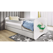  Babydreams fehér kis dínó ágy fiók nélkül, kókusz matrac 180/80 gyermekágy