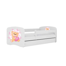 Babydreams fehér mackó pillangós ágy fiókkal, kókusz matrac 140/70 gyermekágy