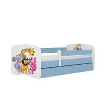 Babydreams kék állatkerti ágy fiókos, latex matrac 140/70 gyermekágy