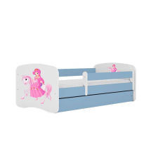 Babydreams kék hercegnő lóágyon fiókos latex matrac nélkül 160/80 gyermekágy