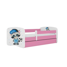 Babydreams rózsaszín mosómedve ágy fiók nélkül, latex matrac 180/80 gyermekágy