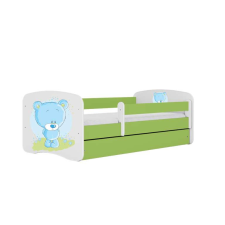 Babydreams zöld kék mackóágy fiókkal, kókusz matrac 180/80 gyermekágy