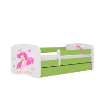 Babydreams zöld tündérágy pillangókkal, fiókos latex matrac 160/80 gyermekágy