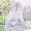 BabyLion BabyLion Prémium baldachin - Szürke - Fehér pöttyök - szivecskével