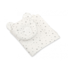 BabyLion Prémium Maci 2 részes ágyneműszett - Fehér alapon szürke csillagok babaágynemű, babapléd
