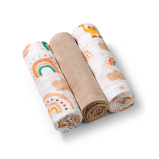 BABYONO Muszlin pelenka Super soft 3 db - bézs mosható pelenka