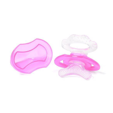 Babyono Szilikon rágóka BPA mentes cumi alakú kupakkal rózsaszín 3hó+ rágóka