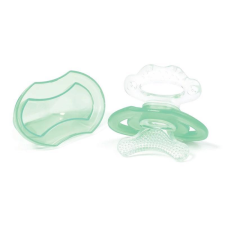Babyono Szilikon rágóka BPA mentes cumi alakú kupakkal zöld 3hó+ rágóka