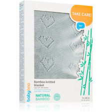 Babyono Take Care Bamboo Knitted Blanket pléd Grey Hearts 75x100 cm babaágynemű, babapléd
