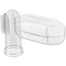Babyono Take Care First Toothbrush ujjra húzható fogkefe gyermekeknek tokkal Transparent 1 db fogkefe
