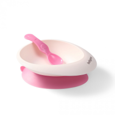 Babyono Tál tapadókoronggal és kanállal rózsaszín 230ml 6m+ 6m+ babaétkészlet