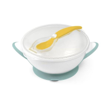 Babyono Zárható tapadókorongos tál kanállal - sárga, menta babaétkészlet