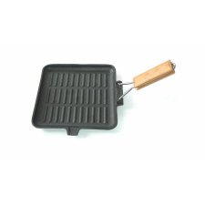 BachMayer Öntöttvas grill serpenyő fa nyéllel 26*26cm edény