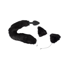 Bad Kitty - cicafül cicafarokkal anál dildó szett - fekete (2 részes) anál