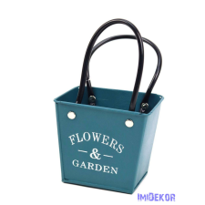  Bádog táska Flowers&amp;Garden - Zöld dekorációs kellék