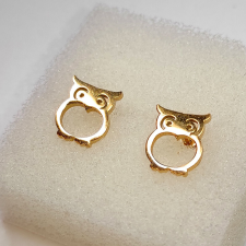  Baglyos nemesacél fülbevaló, arany színű fülbevaló