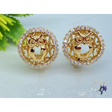  Bagoly díszített körben antiallergén fülbevaló 18K fülbevaló