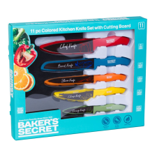 Baker's Secret 11 darabos színes konyhai késkészlet vágódeszkával (DA00993) (DA00993) kés és bárd