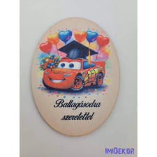  Ballagásodra szeretettel ovális 11,2x8,2cm - Villám McQueen dekorációs kellék