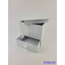 Ballagó kalap fiókos papírdoboz virágbox 16x16x16 cm - Fehér dekorációs kellék
