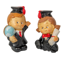  Ballagói gyerek oklevéllel/földgömbbel M6cm dekorációs kellék