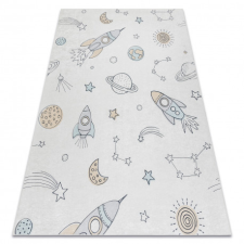 BAMBINO 1278 mosható szőnyeg tér űrrakéta gyerekeknek csúszásgátló - krém 80x150 cm lakástextília