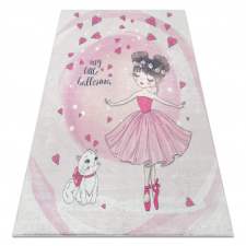 BAMBINO 2161 mosható szőnyeg Balerina, cica gyerekeknek csúszásgátló - rózsaszín 200x290 cm lakástextília