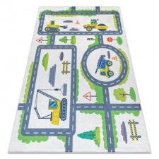BAMBINO 2338 mosható szőnyeg Kotrógép gyerekeknek csúszásgátló - fehér / zöld 140x200 cm lakástextília