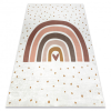  BAMBINO 46960 mosható szőnyeg Szivárvány, pöttyök gyerekeknek csúszásgátló - fehér / barna 120x170 cm