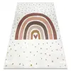  BAMBINO 46960 mosható szőnyeg Szivárvány, pöttyök gyerekeknek csúszásgátló - fehér / barna 140x200 cm