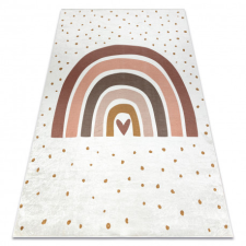 BAMBINO 46960 mosható szőnyeg Szivárvány, pöttyök gyerekeknek csúszásgátló - fehér / barna 140x200 cm lakástextília