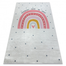 BAMBINO 47810 mosható szőnyeg Szivárvány, pöttyök gyerekeknek csúszásgátló - fehér / rózsaszín 160x220 cm lakástextília