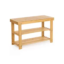  Bambusz cipőtároló polc 3 szintes, natúr 70x28x45cm bútor