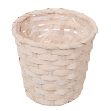Bambusz kosár kerek fehér D16,5cm M14cm dekorációs kellék