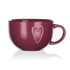  BANQUET Jumbo kerámia bögre HEART 730 ml, bordó 60324995 bögrék, csészék