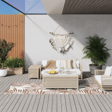 Barna és fehér megfordítható kültéri szőnyeg 80x250 cm lakástextília