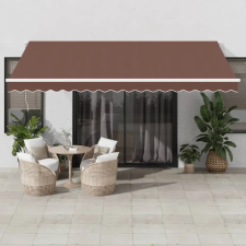  barna kézzel kihúzható LED-es napellenző 450 x 300 cm kerti bútor
