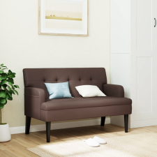  barna műbőr pad háttámlával 112x65,5x75 cm kerti bútor