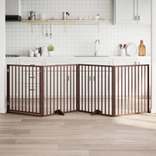  barna nyárfa 4 paneles összecsukható kutyakapu ajtóval 320 cm kutyafelszerelés