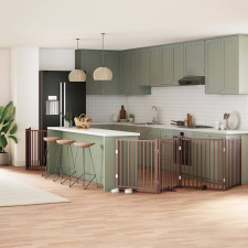  barna nyárfa 6 paneles összecsukható kutyakapu ajtóval 480 cm kutyafelszerelés