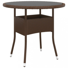 barna polyrattan és edzett üveg kerti asztal Ø 80 x 75 cm kerti bútor